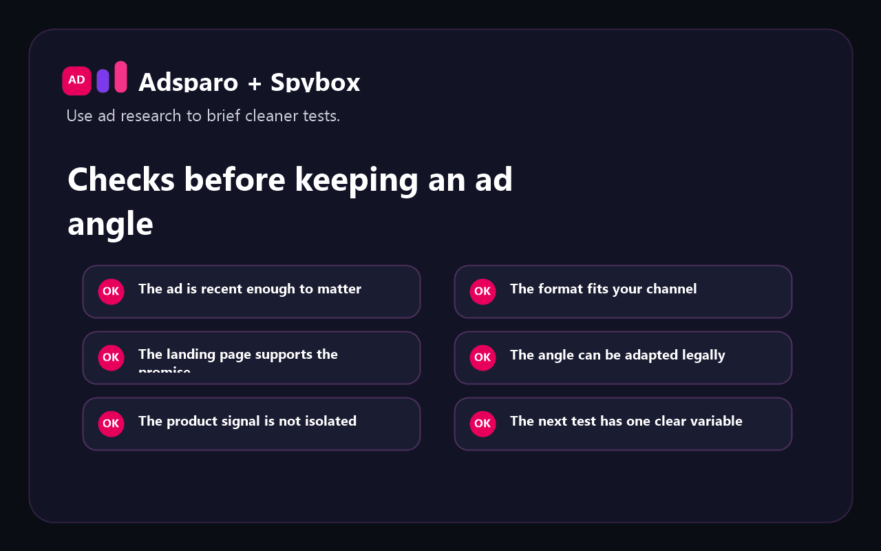 Adsparo quality checks before keeping an ad reference