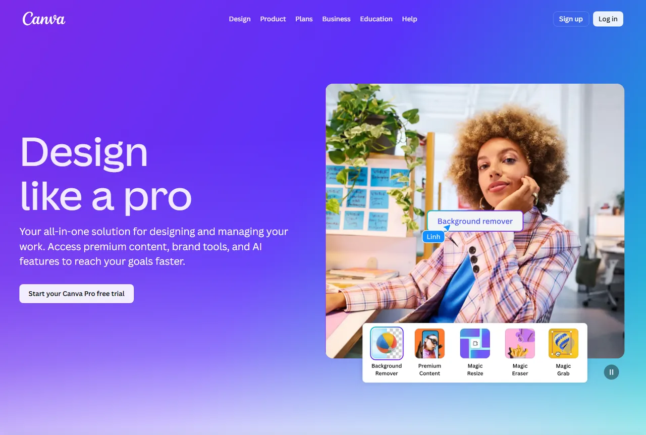 Aperçu Canva Pro présentant la création de contenus professionnels
