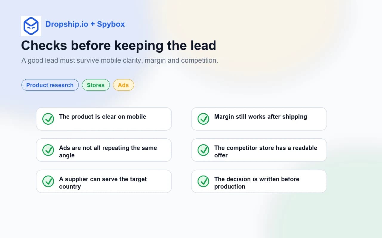 Dropship.io quality checks before keeping a product lead