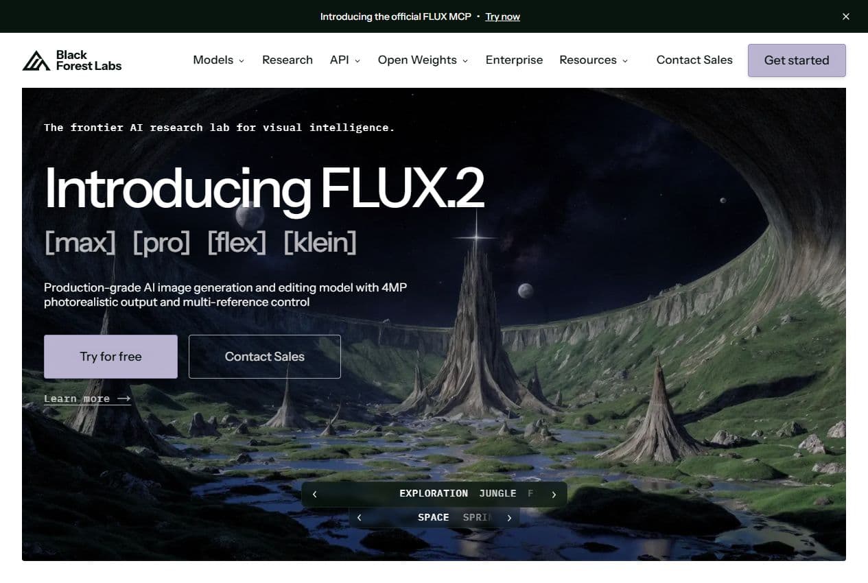 Aperçu de la page Black Forest Labs présentant FLUX.2
