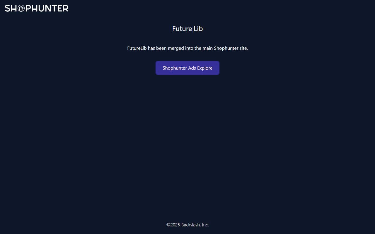 Aperçu FutureLib indiquant la fusion dans le site principal ShopHunter