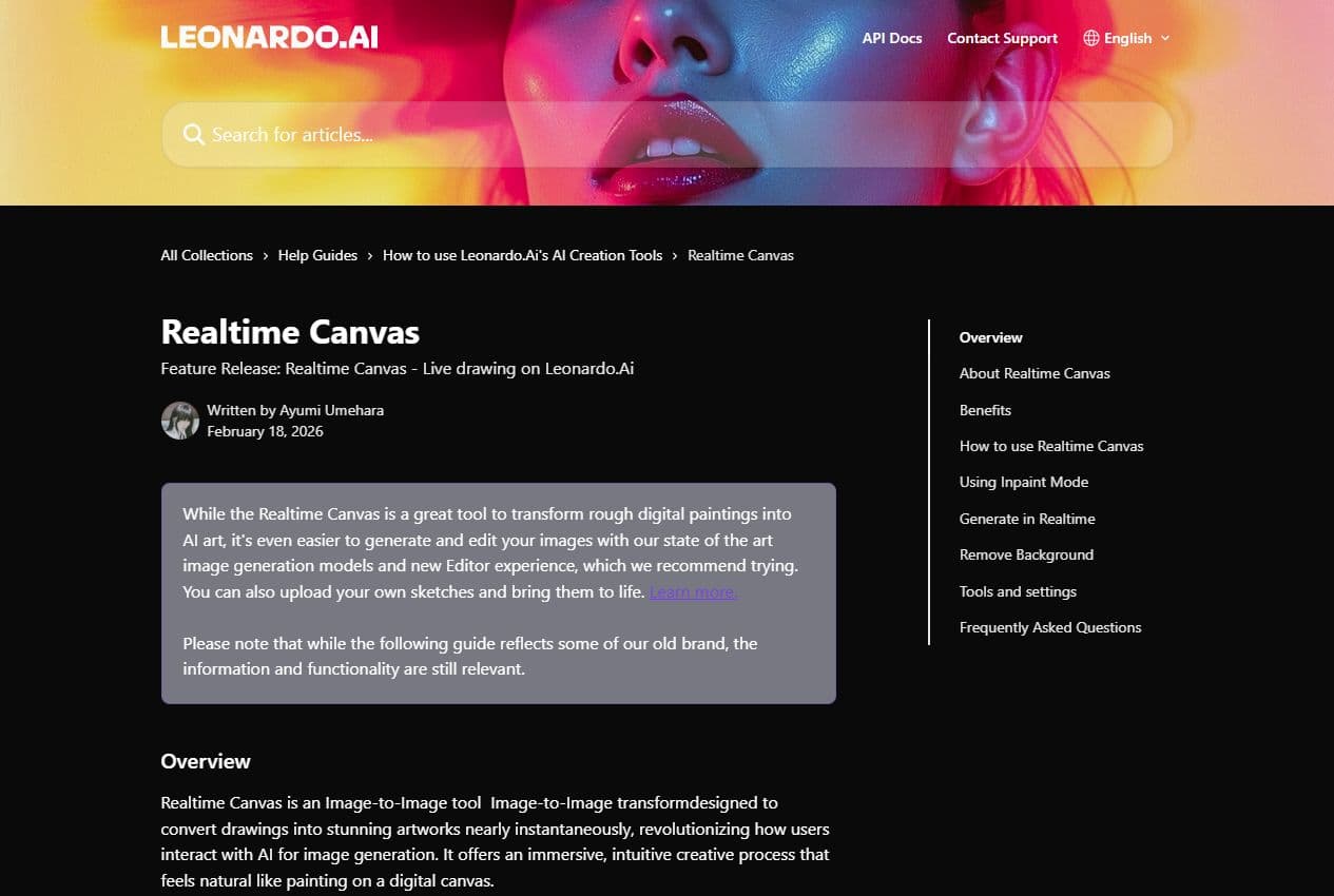 Aperçu de l'aide Leonardo AI Realtime Canvas