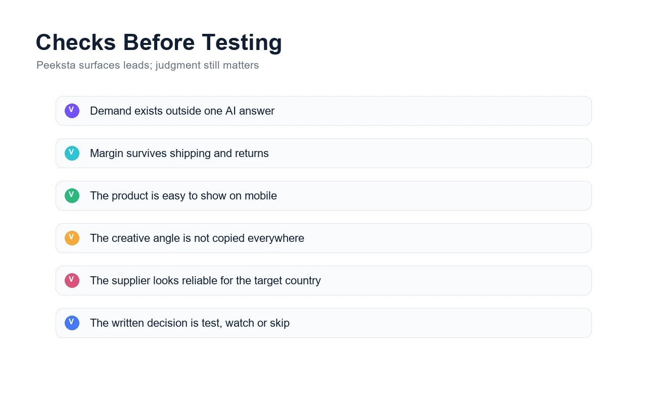 Peeksta quality checks before keeping a product lead