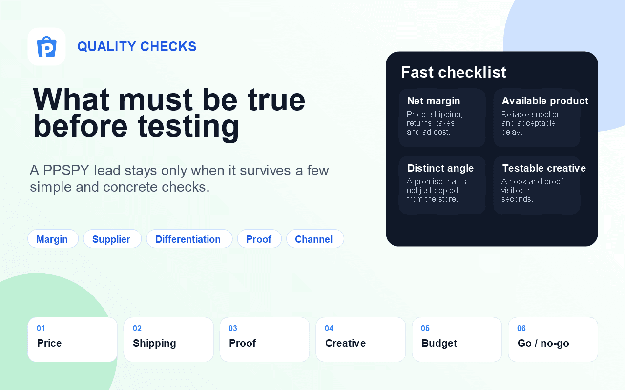 PPSPY quality checks before keeping a Shopify lead