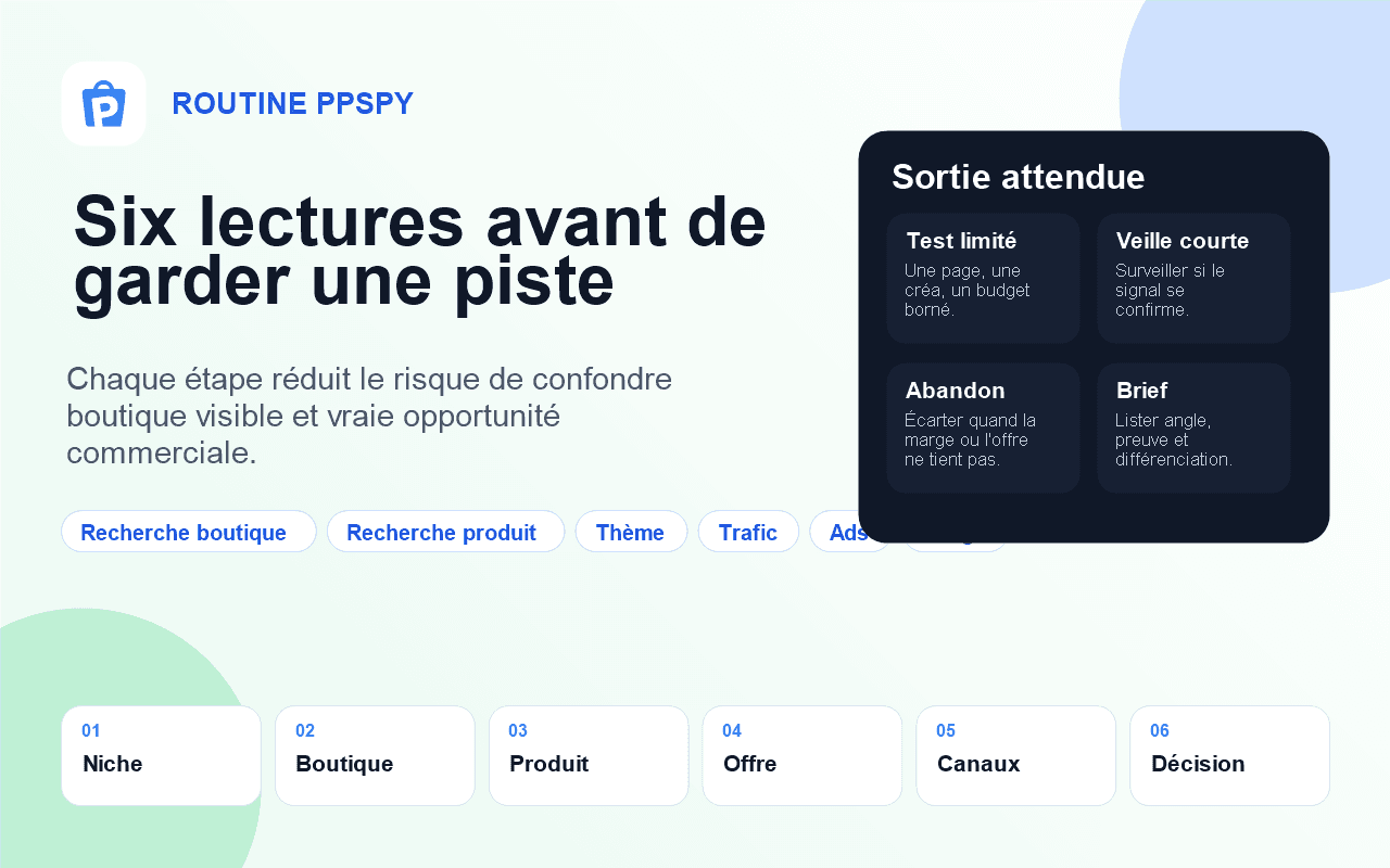 Routine PPSPY dans Spybox avec six étapes de qualification Shopify