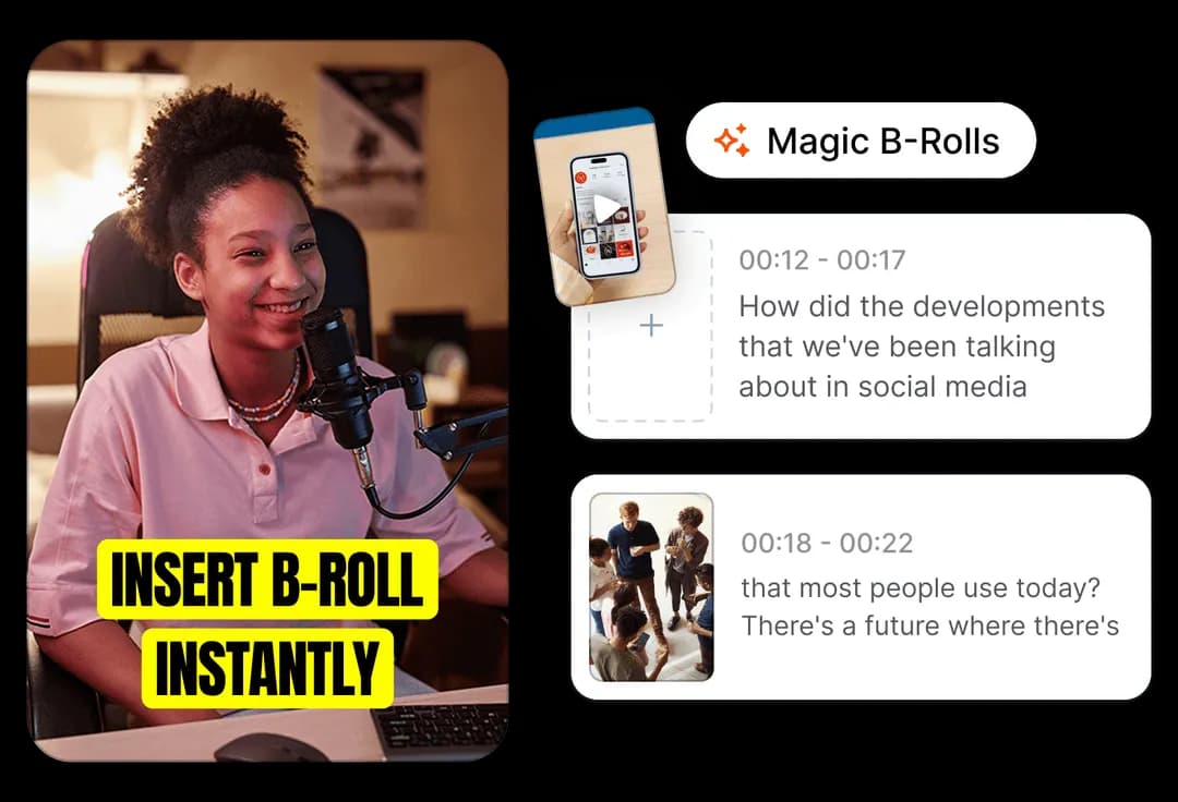 Aperçu Submagic montrant l'insertion de B-roll sur une vidéo de créatrice