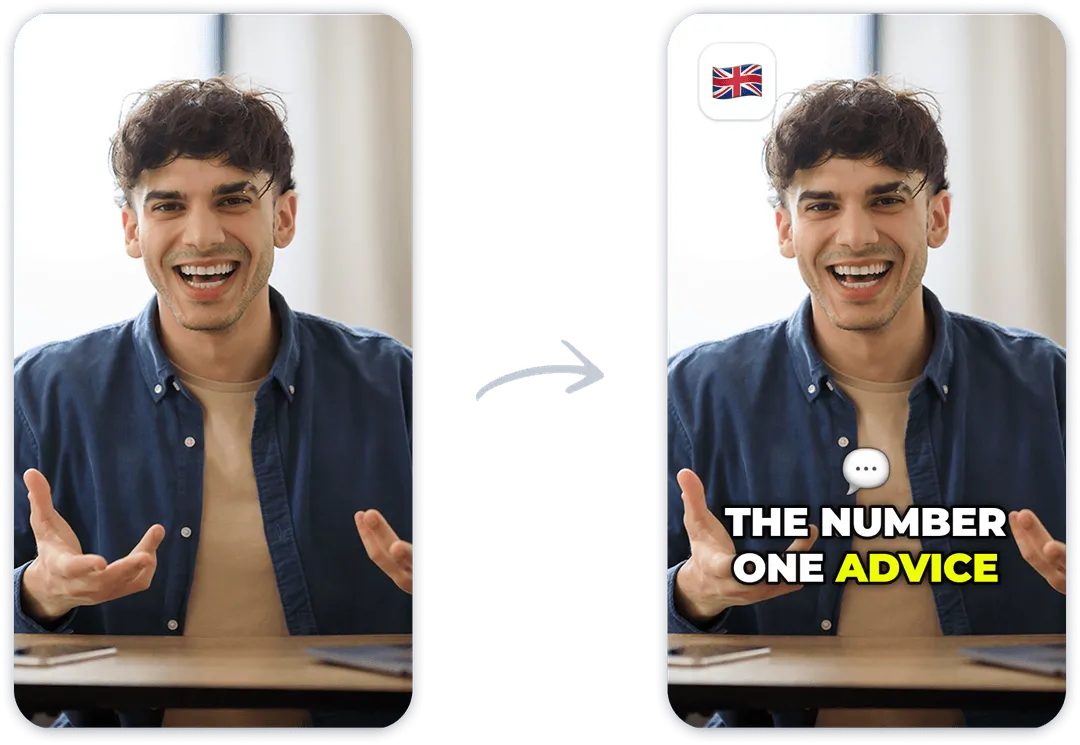 Aperçu Submagic montrant une vidéo avant et après ajout de sous-titres stylés