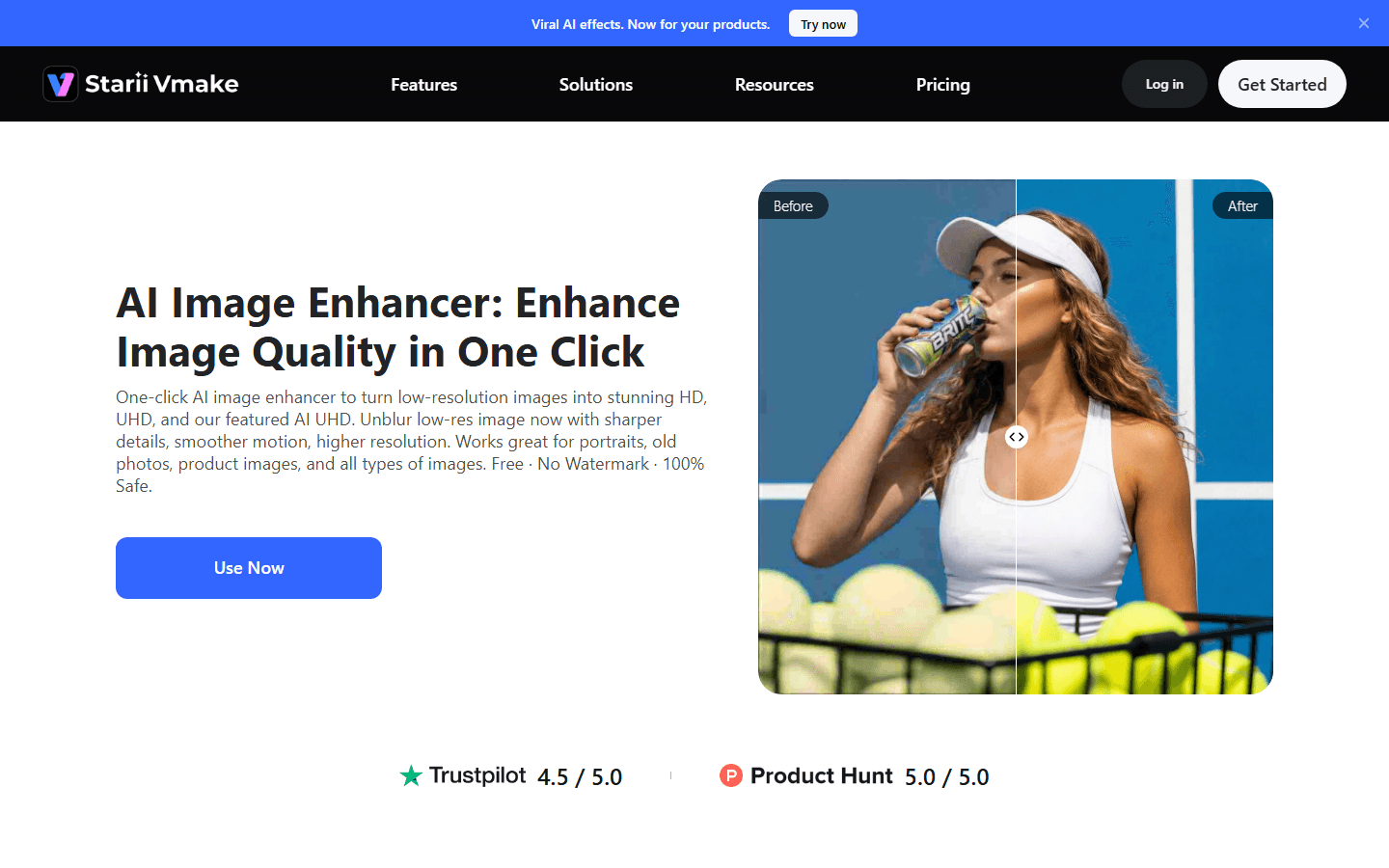 Capture publique Vmake Image Enhancer pour améliorer des images produit